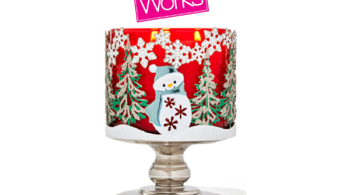 WINTER SCENE PEDESTAL - 3-Wick Candle Holder