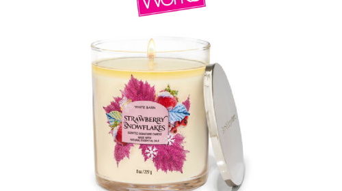 White Barn Strawberry Snowflakes Signature Single Wick Candle