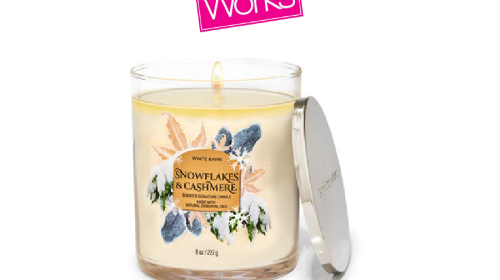 White Barn Snowflakes & Cashmere Signature Single Wick Candle