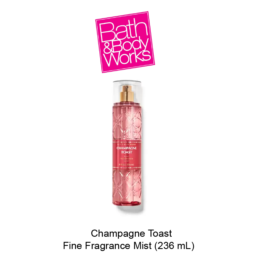 Bath and Body Works Champagne Toast Celebrating You Mini Gift Bag Set - Fragrance Mist - Body Cream - Hand Gel - Travel Size