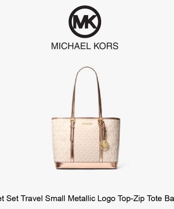 Jet Set Travel Small Metallic Logo Top-Zip Tote Bag