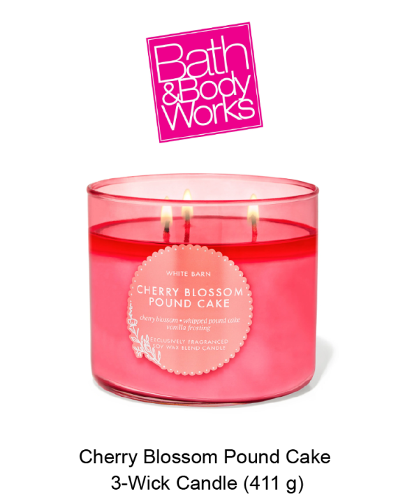 White Barn Cherry Blossom Pound Cake 3-Wick Candle