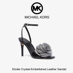 Elodie Crystal-Embellished Leather Platform Sandal