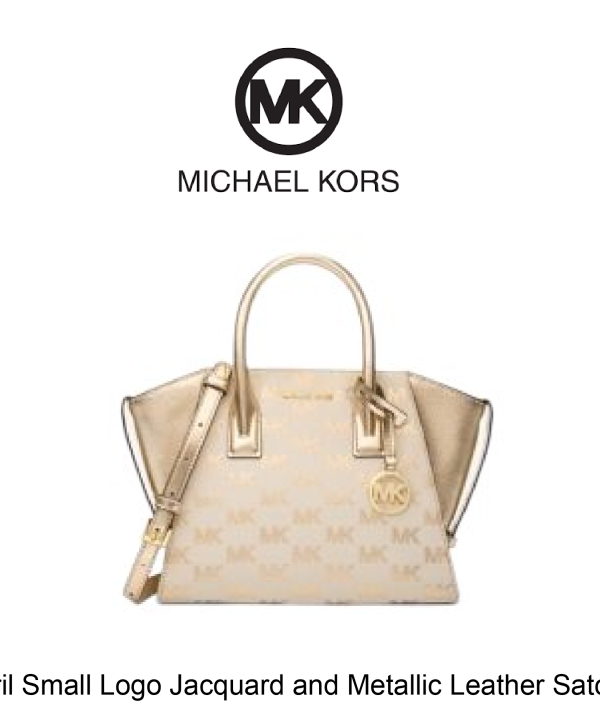 Avril Small Logo Jacquard and Metallic Leather Satchel