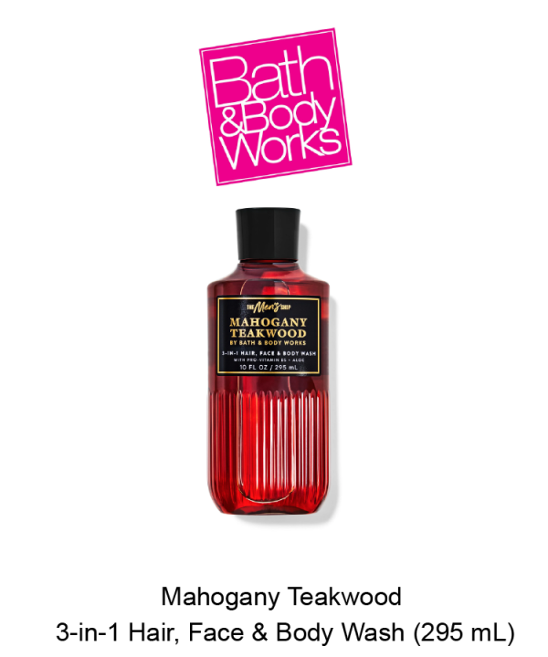 Mens Mahogany Teakwood 3-in-1 Hair, Face & Body Wash