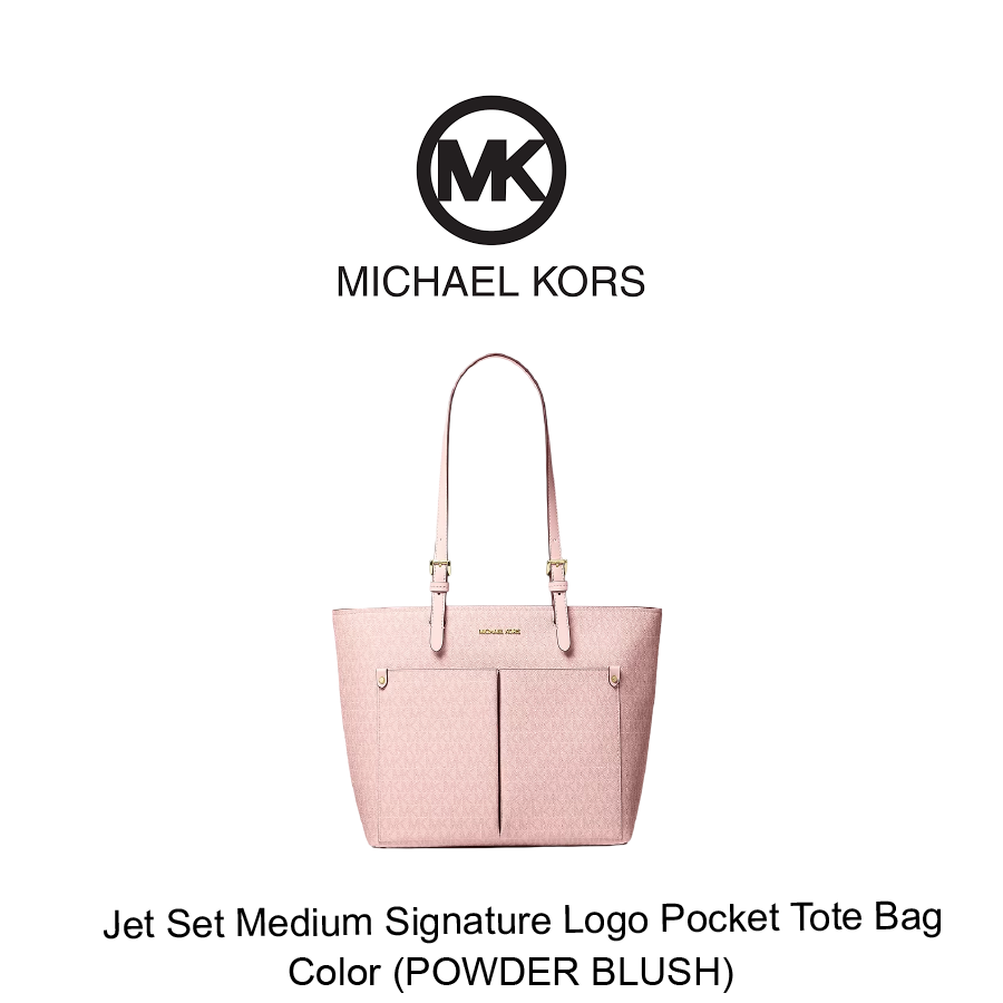 MICHAEL KORS Bags July-12-2026-16 Jet Set Medium Signature Logo Pocket Tote Bag - POWDER BLUSH - Image 1
