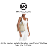 Jet Set Medium Metallic Signature Logo Pocket Tote Bag - Image 3