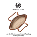 Jet Set Medium Signature Logo Pocket Tote Bag - BROWN - Image 2