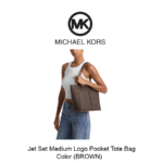 Jet Set Medium Signature Logo Pocket Tote Bag - BROWN - Image 3