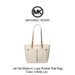 Jet Set Medium Signature Logo Pocket Tote Bag - VANILLA
