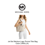 Jet Set Medium Signature Logo Pocket Tote Bag - VANILLA - Image 3