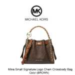 Mina Small Signature Logo Chain Crossbody Bag (BROWN)
