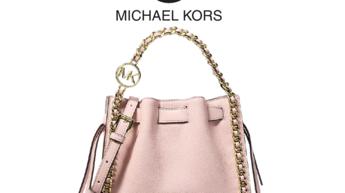Mina Small Signature Logo Chain Crossbody Bag (POWDER BLUSH)